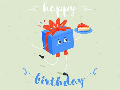 Happy Birthday birthday cake celebration character cute illustration present vector