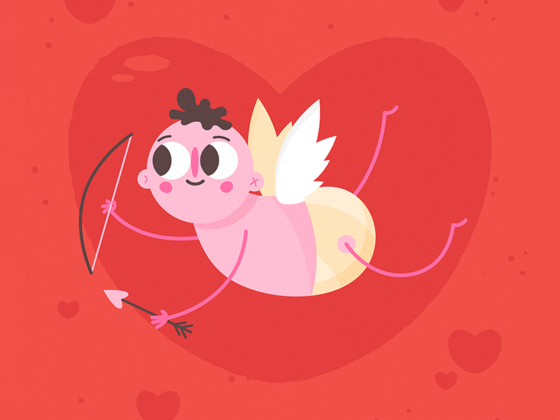 Love bow arrow flying angel heart love valentines day valentine cupid character illustration vector