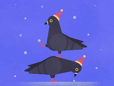 Peck peck animal bird character christmas cold drawing illustration pigeon silly vector winter