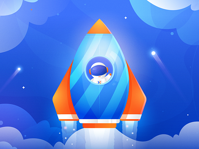 Astronaut astronaut character galaxy glow illustration planet rocket space spaceship ui ux vector