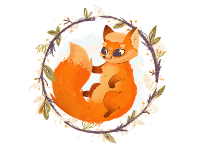 Foxy animal animal character autumn character cute flower flowers fluffy foliage forrest fox friend friendly illustration love lovely nature pet photoshop winter