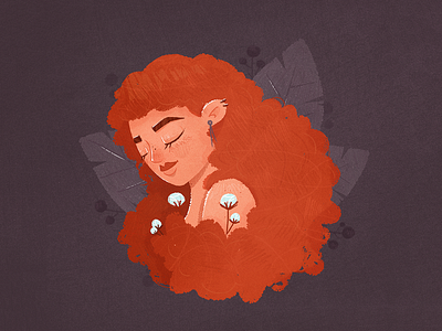 Red character drawing dream dreaming face flower forrest ginger girl girl character hair illustration nature photoshop print red hair sleeping texture vector woman character