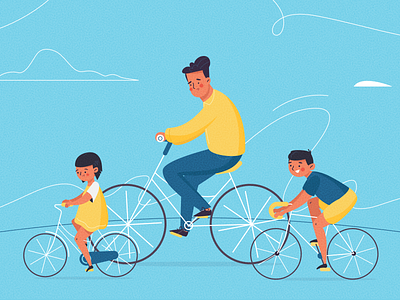 Cycling animation bicycle boy character children cute cycling drawing family father flat girl health illustration kids man motiongraphics simple texture vector