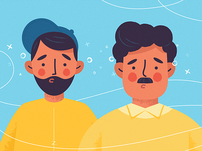Worried Guys beard character character design drawing emotion expression expressions face flat guy illustration man motion graphic motion graphics motiongraphics moustache outfit texture vector worried