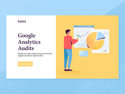 Google Analytics Audits analytics character chart conversion corporate data flat google illustration man marketing mockup pie chart presentation statistics texture ui ux vector