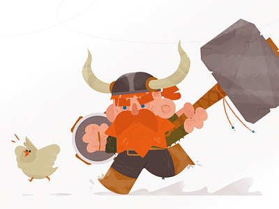 Angry animal battle beard character chicken drawing fight flat fun funny icon illustration man texture ui ux vector viking weapon weapons