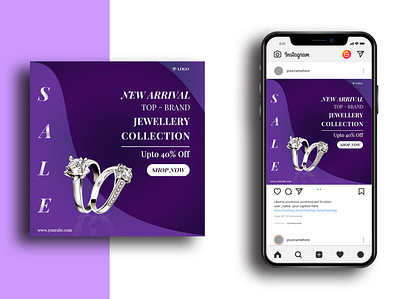 Social Media Post Template advert advertisement banner design design diamond diamond ring discount instagram instagram post jewelery marketing media mega sale offer promote promotion psd sale social media template