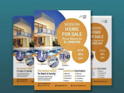 Real estate flyer design template advert advertisement builders clean corporate design eye catching fresh home house marketing modern offer psd real estate real estate flyer