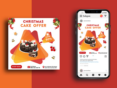 Christmas cake social media post template