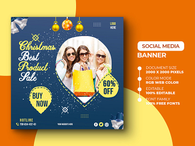 Christmas social media post template ads advert advertise advertisement banner christmas design discount gift instagram instagram post marketing media merry christmas modern offer poster psd santa social media