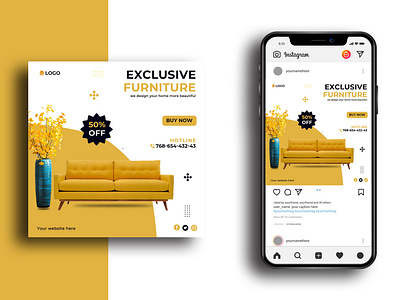 Furniture social media post template