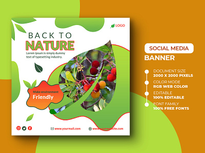 Nature social media post template