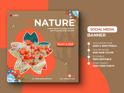 Nature social media post template ads advert advertisement design environment instagram instagram post marketing media nature psd safe environment social media social media post template