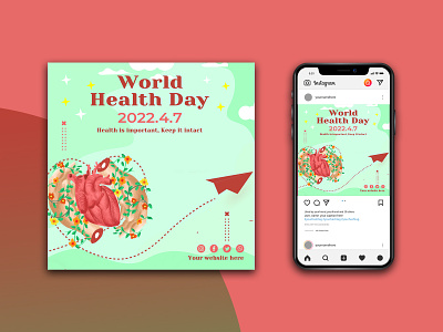 World health day social media post template