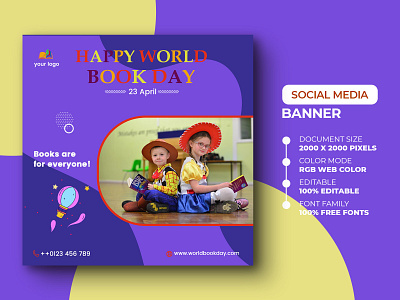 World Book Day Social Media Post template