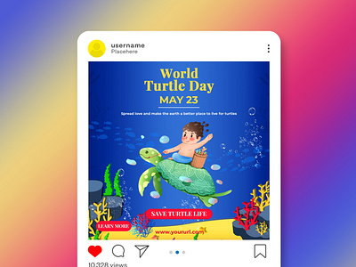 World Turtle Day ads advert advertisement design facebook post instagram instagram post marketing media psd save turtle social media social post template turtle day world