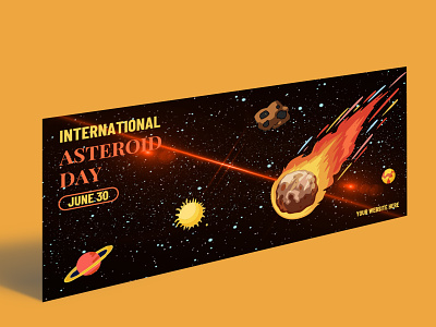 International Asteroid day Facebook Cover Design 30 june advert advertisement asteroid asteroid day banner design facebook facebook cover galaxy marketing media poster psd social media template universe