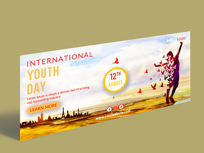 International Youth Day Facebook Cover Design Template 12 august ads advert advertisement advertising design facebook facebook cover marketing media psd social media template young youth day