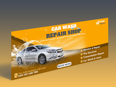 Car Wash & Repairing Service For Facebook Cover Template