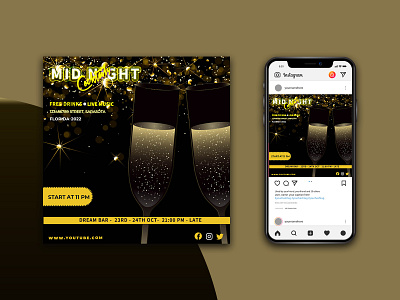 Mid Night Cocktail Party For Social Media Template