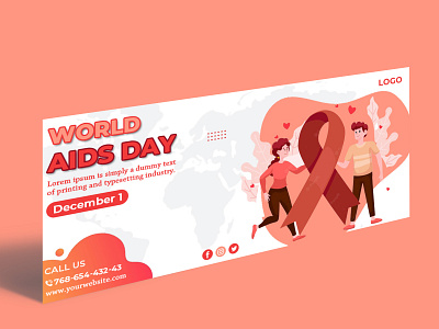 World Aids Day For Facebook Cover Template ads advert advertisement aids aids day banner blood transmission diseases december 1 design diseases hiv marketing media poster psd template