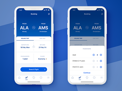 Flight booking form airline blue booking flight ios ui ux