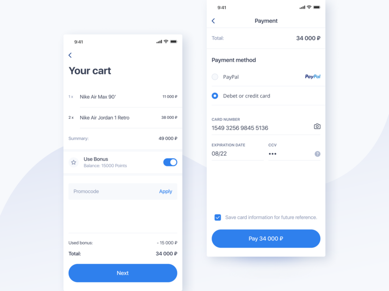 Cart and payment by Yevgeniy on Dribbble
