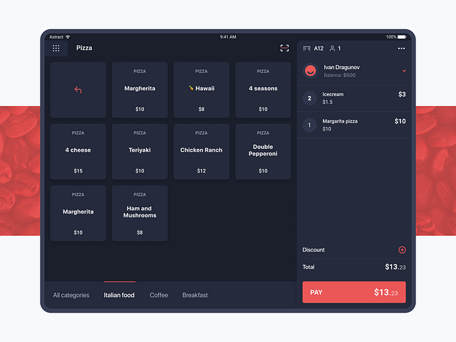 Point of sale (POS) App. Dark theme by Yev on Dribbble