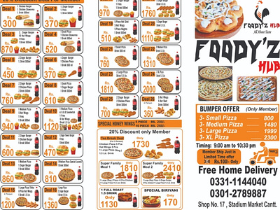 Menu brochures