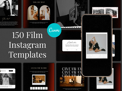 150 Instagram Post&Stories Templates, Pin 'Black Film' beauty feed beauty templates branding canva templates design editable templates graphic design