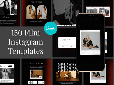 150 Instagram Post&Stories Templates, Pin 'Black Film'