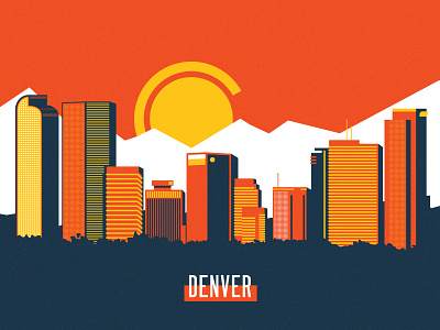 Denver, Colorado aiga art buildings city co colorado denver design downtown illustration line line art mountains rocky skyline snow state towers vector west