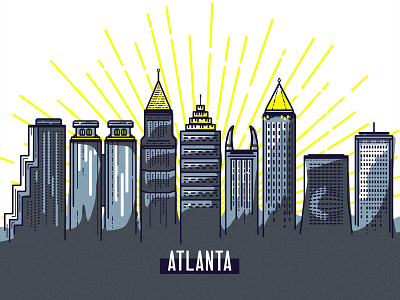 Atlanta, Georgia 2d aiga atl atlanta buildings city design downtown ga georgia illustration neon peach skyline south state towers ui vector