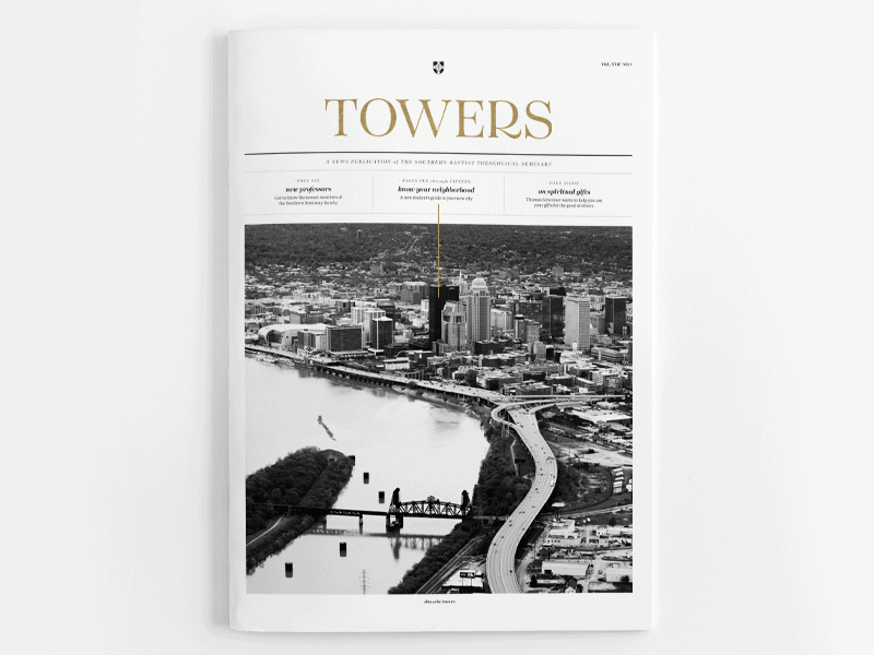 Towers Magazine aiga branding city editorial gif illustration indesign kentucky layout logo louisville magazine new newspaper page pantone paper poster typography vector
