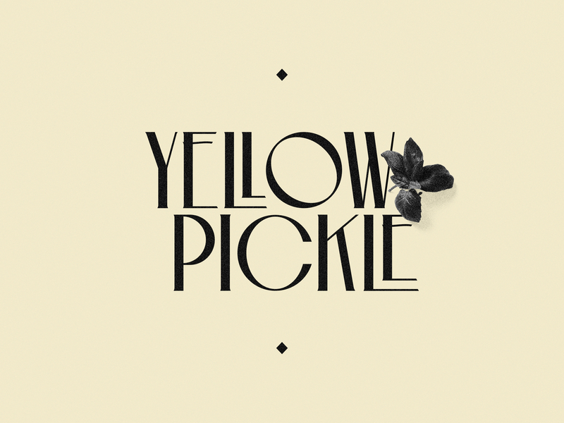Yellow Pickle - Type branding color cream deco font food leaf lettering local logo logotype pickle plant pseudo brand restaurant symbol type typography vintage yellow
