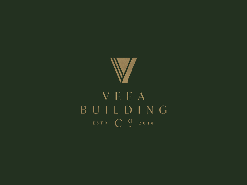 Veea Building Co. architecture branding co. construction english estd fancy gold green high end hotel logo mark symbol v vintage