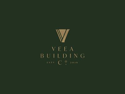 Veea Building Co. architecture branding co. construction english estd fancy gold green high end hotel logo mark symbol v vintage