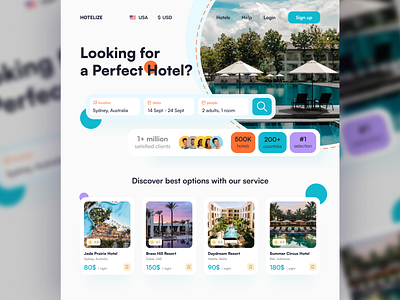 Header / Hotelize / Hotel booking concept booking website design hero section hotel booking hotels ui ux ui webdesign website