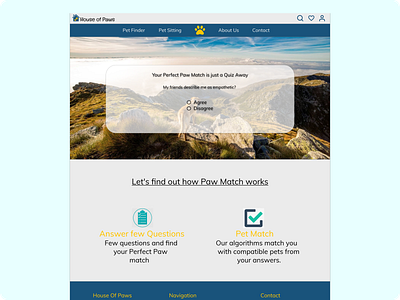 House of Paws Quiz Questions adobexd animal design graphic design house of paws pawmatch paws pet pictures questions quiz ui uidesign ux uxdesign webdesign website