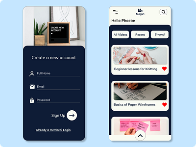 Magvi: Registration and Home screen app blue branding design eyesight graphic design icon impared logo low vision minimal mobile app typography ui uidesign ux uxdesign video website zoom