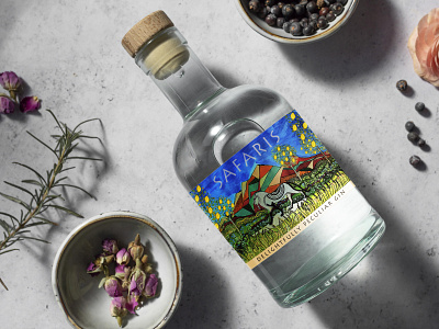 Safaris Gin Label Design