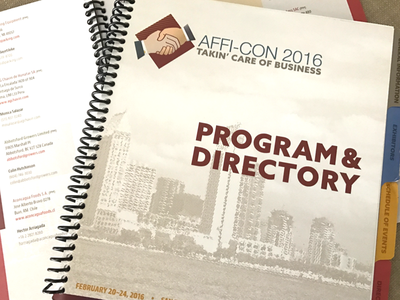 AFFI-CON 2016 Program and Directory campaign collateral directory graphic design print program