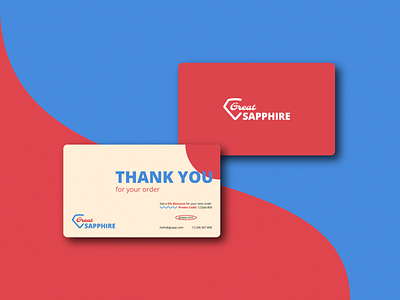 Great Sapphire | Thank-you card (e-commerce) blue brand identity branding business card card design design minimalism red thank you card typeface typography vector visual visual identity