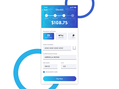 Daily UI 002 - Credit Card Checkout blue credit card checkout creditcard dailyui mobile purple ui