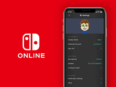 Daily UI 007 - Settings dailyui dailyui007 ios app design mii mobile nintendo nintendo online red settings page switch ui