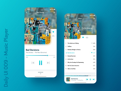 Daily UI 009 - Music Player app design blue dailyui dailyui009 ios mobile music app musicplayer