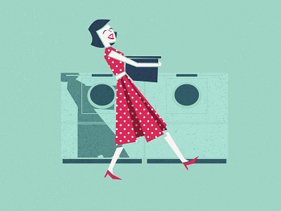 Laundry art design flat illustration laundry texture vector vintage woman