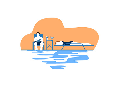 Pooltime art blue design flat haugomat illustration orange pool summer swimming vacation vector