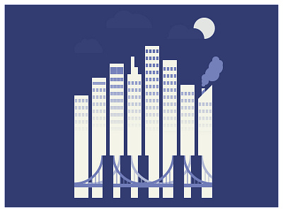 Key Towers art blue city design flat illustration key night piano purple tower vector