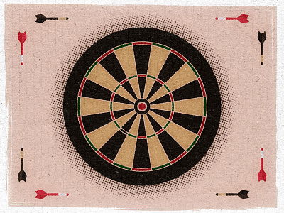 Dartboard archery bar black bullseye dartboard darts fun games illustration pub red